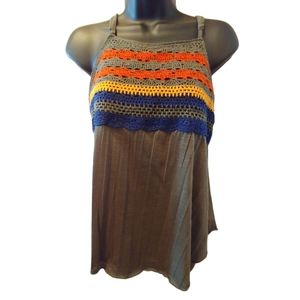 Almost Famous Boho Tank Olive Green M